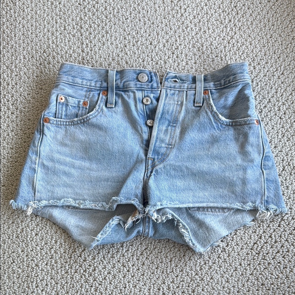 Levi's Blue Jean Shorts Light Wash Frayed Hem